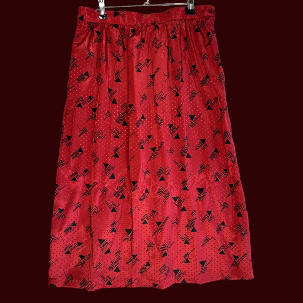 Vintage 80s Cathy Daniels Funky Geometric Midi Skirt